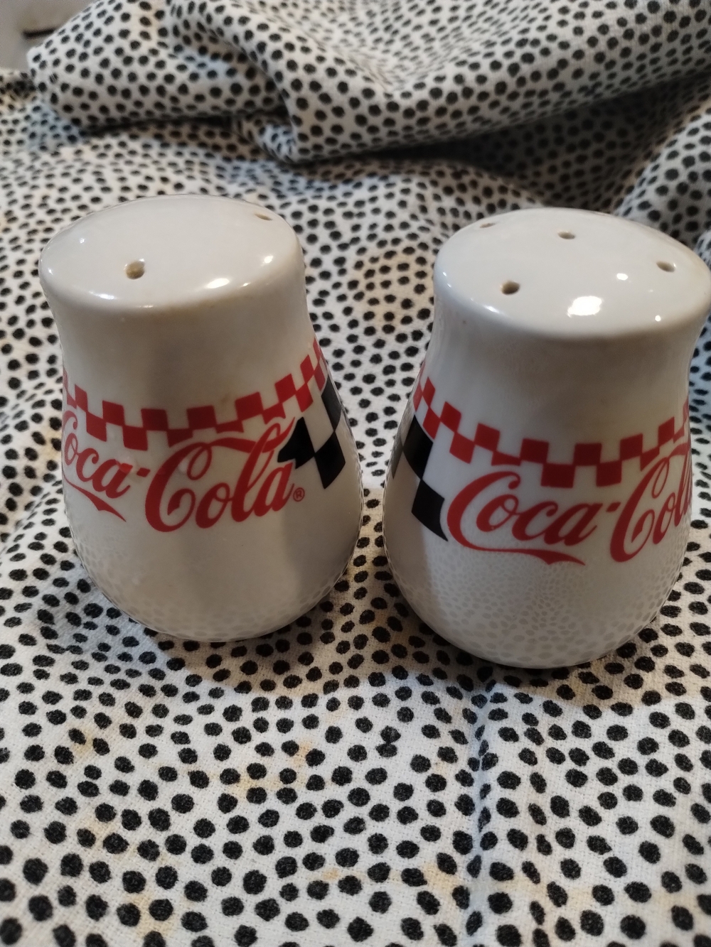 Coca Cola Red & White Ceramic Salt and Pepper Shakers